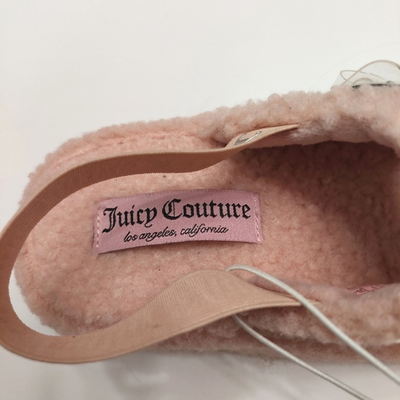 NWT Juicy Couture Slipper Slide Faux Fur Sherpa Sandal Blush Pink 9 Griffin - Picture 5 of 8